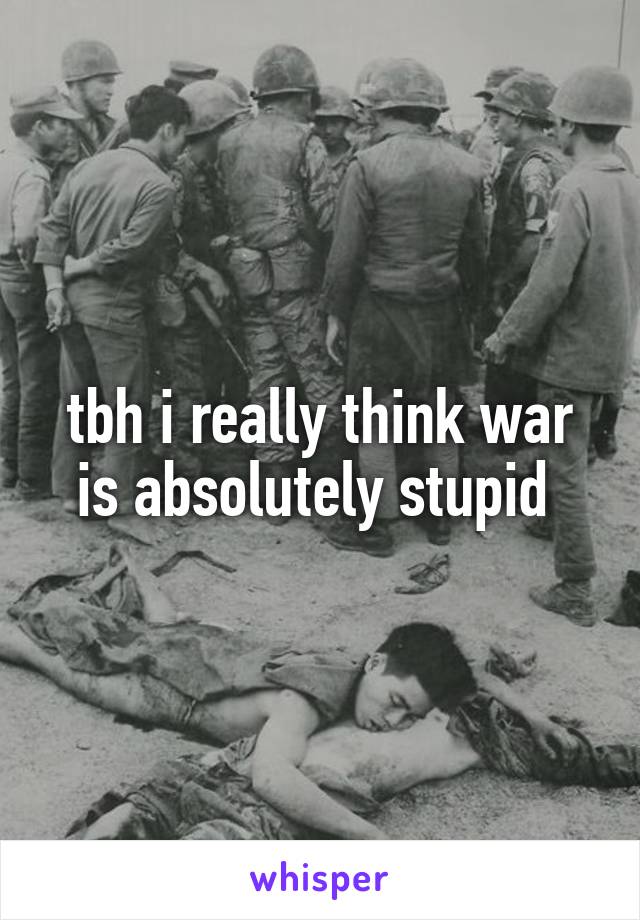 tbh i really think war is absolutely stupid 