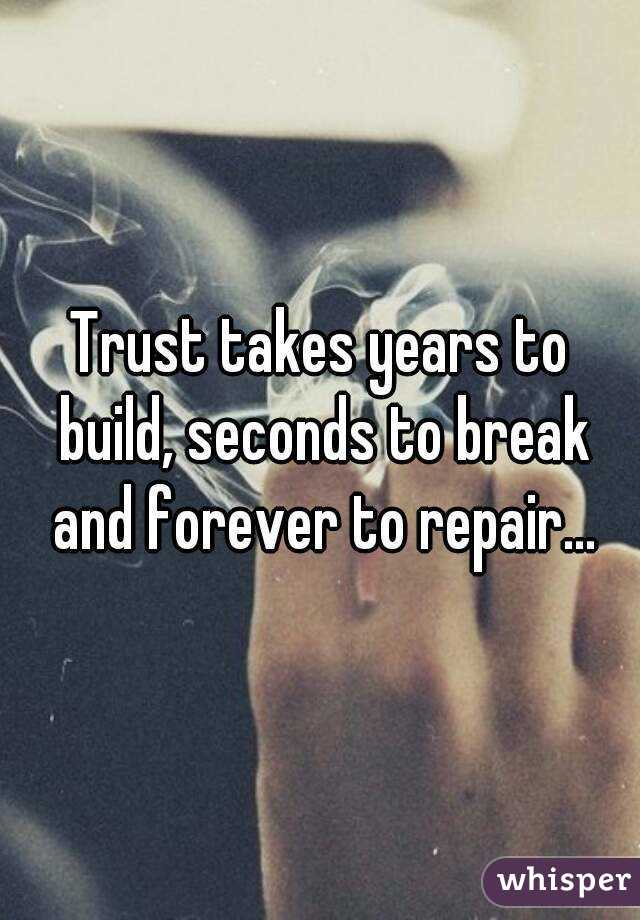 Trust takes years to build, seconds to break and forever to repair...
