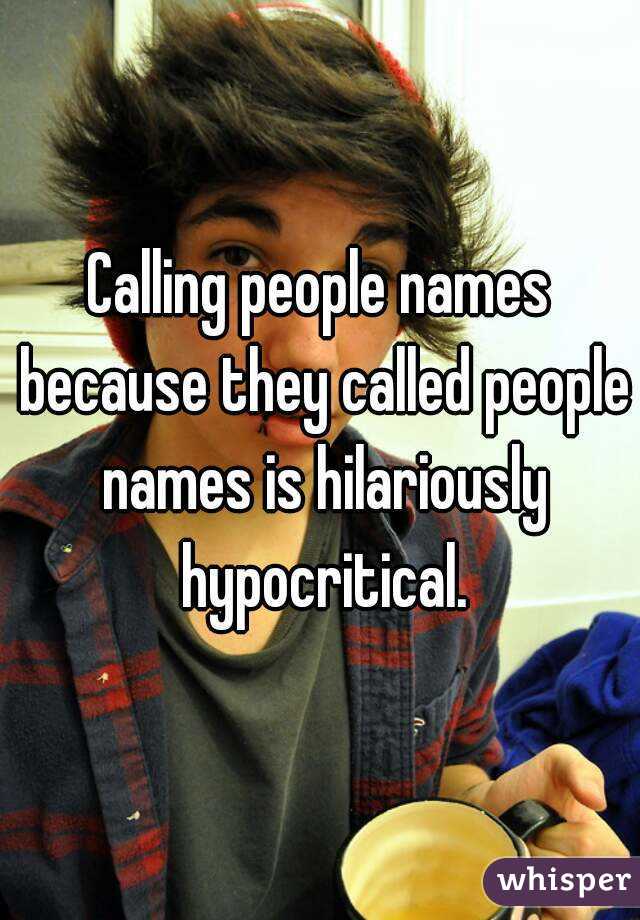 Calling people names because they called people names is hilariously hypocritical.