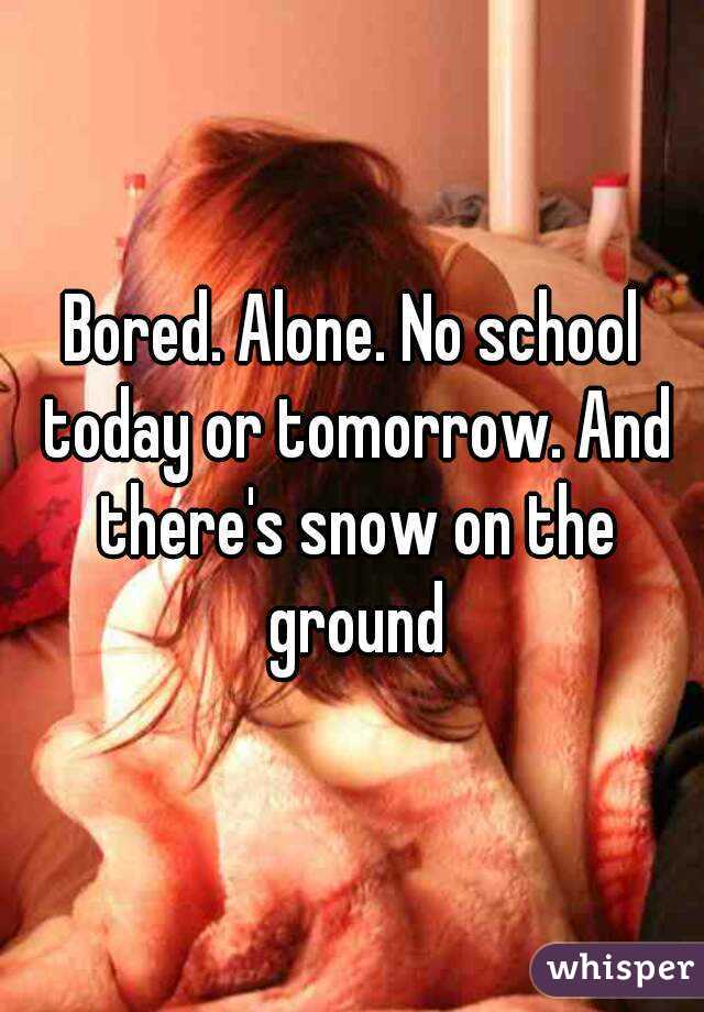 Bored. Alone. No school today or tomorrow. And there's snow on the ground