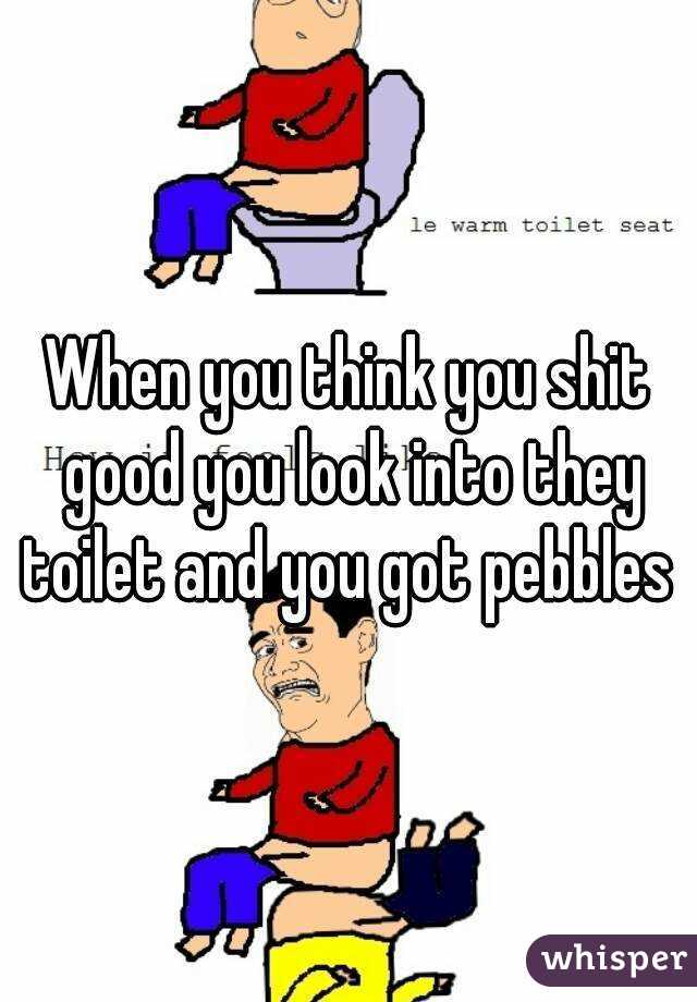 When you think you shit good you look into they toilet and you got pebbles 