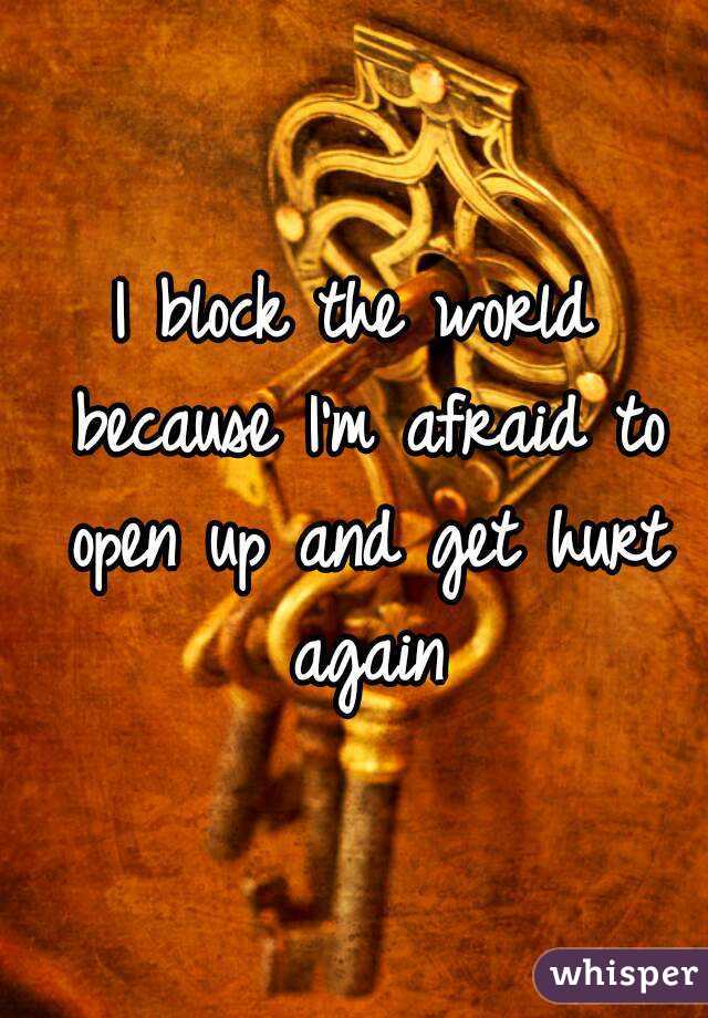 I block the world because I'm afraid to open up and get hurt again