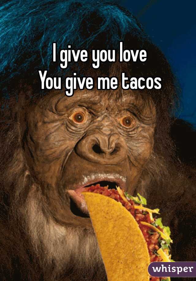 I give you love
You give me tacos 