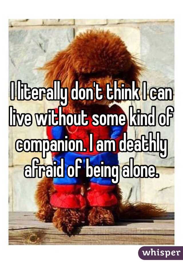 I literally don't think I can live without some kind of companion. I am deathly afraid of being alone. 