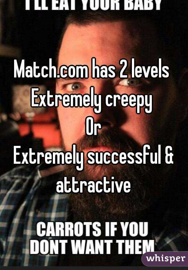 Match.com has 2 levels 
Extremely creepy 
Or
Extremely successful & attractive 