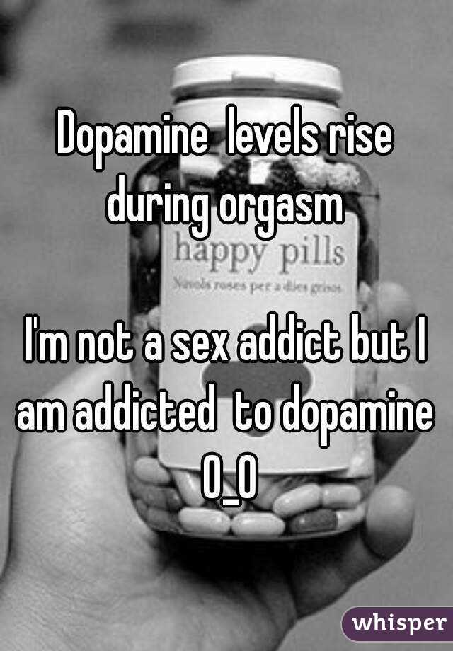 Dopamine  levels rise during orgasm 

I'm not a sex addict but I am addicted  to dopamine  0_0