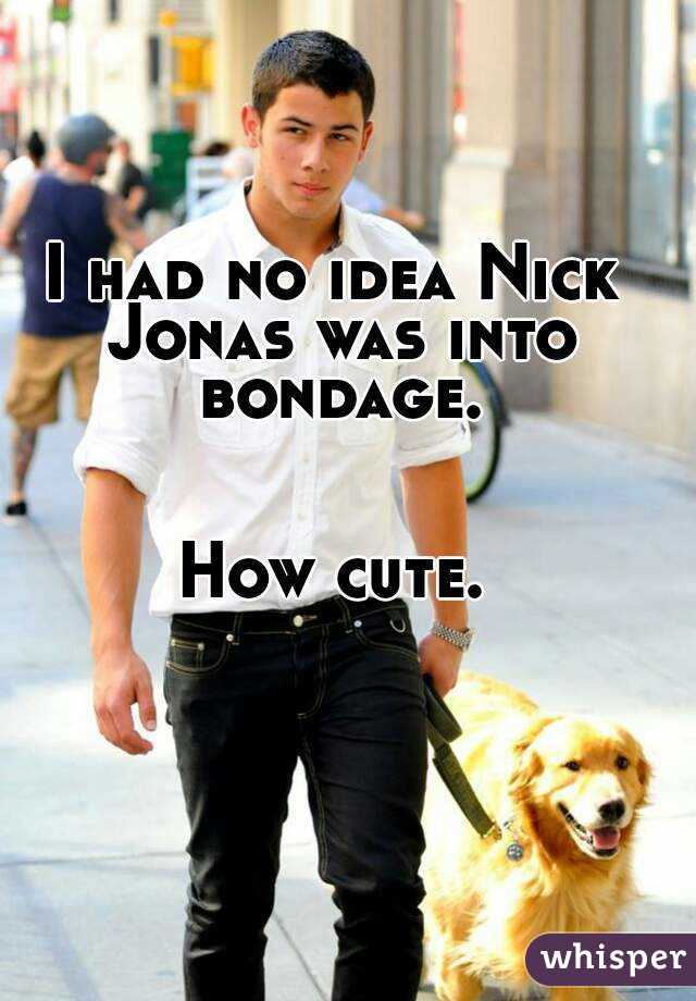 I had no idea Nick Jonas was into bondage.


How cute.