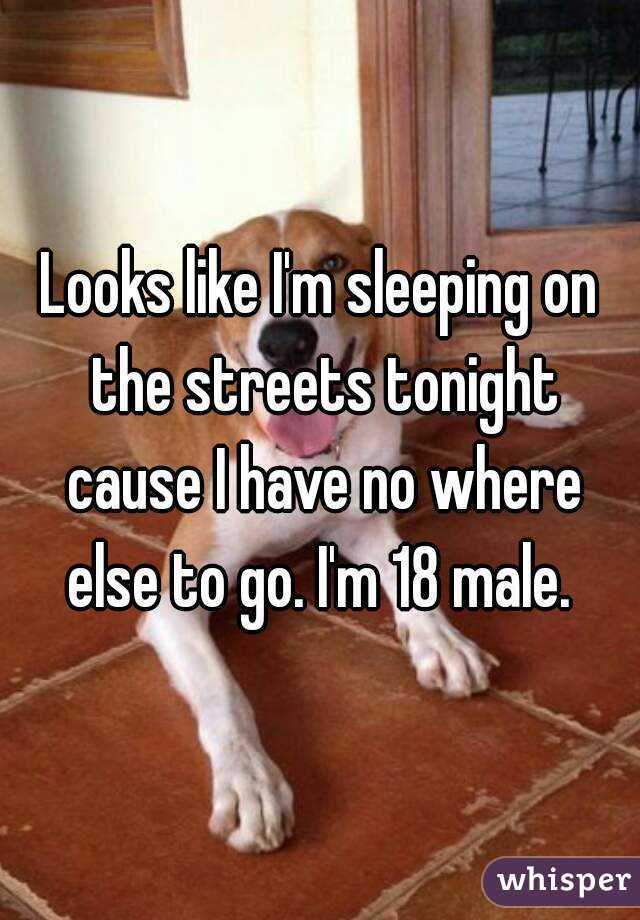 Looks like I'm sleeping on the streets tonight cause I have no where else to go. I'm 18 male. 