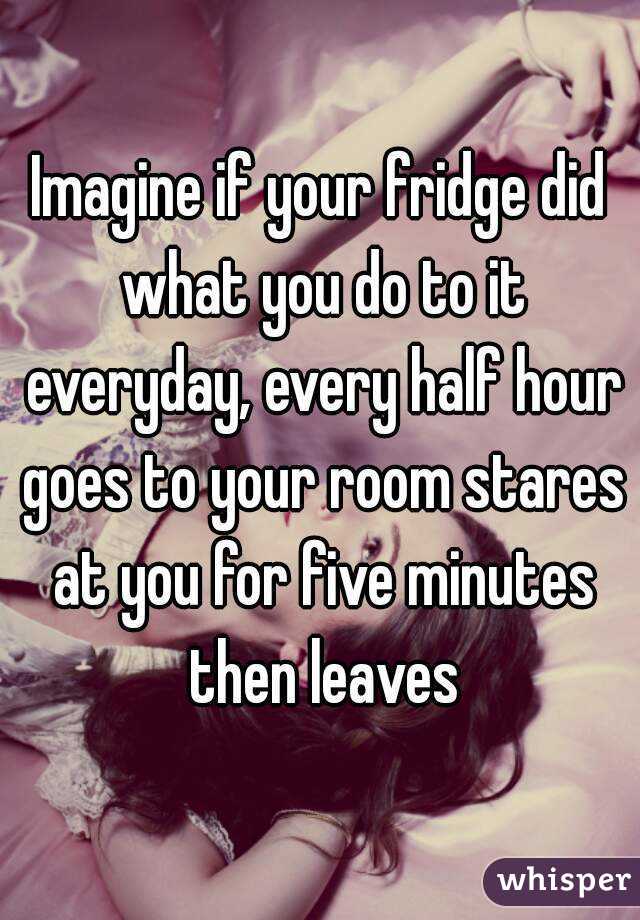 Imagine if your fridge did what you do to it everyday, every half hour goes to your room stares at you for five minutes then leaves