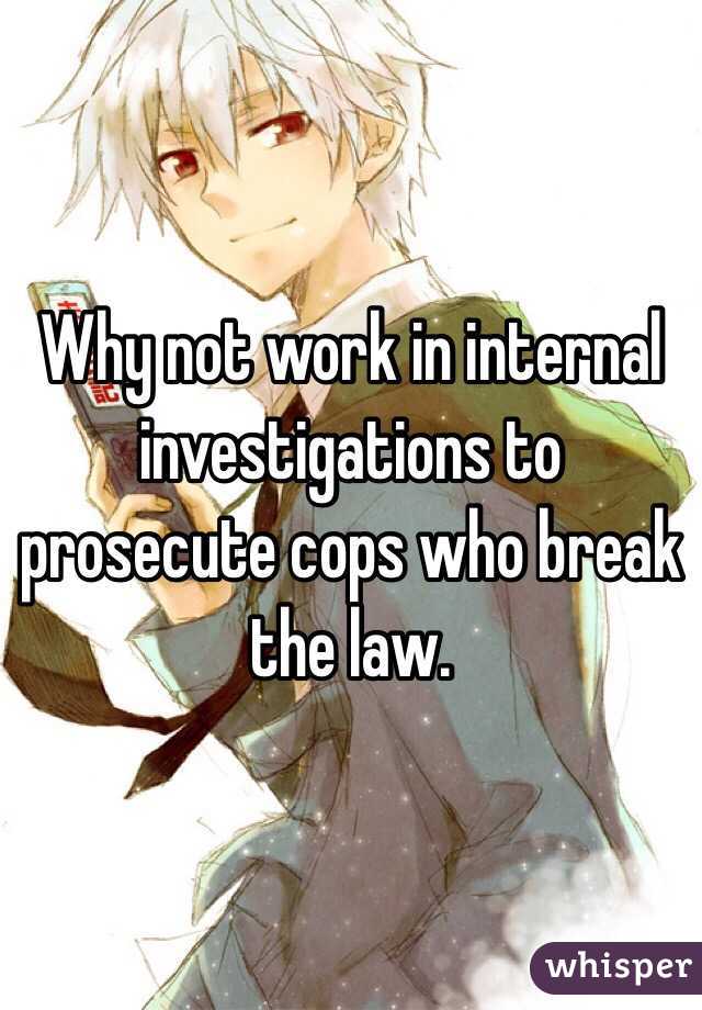 Why not work in internal investigations to prosecute cops who break the law. 