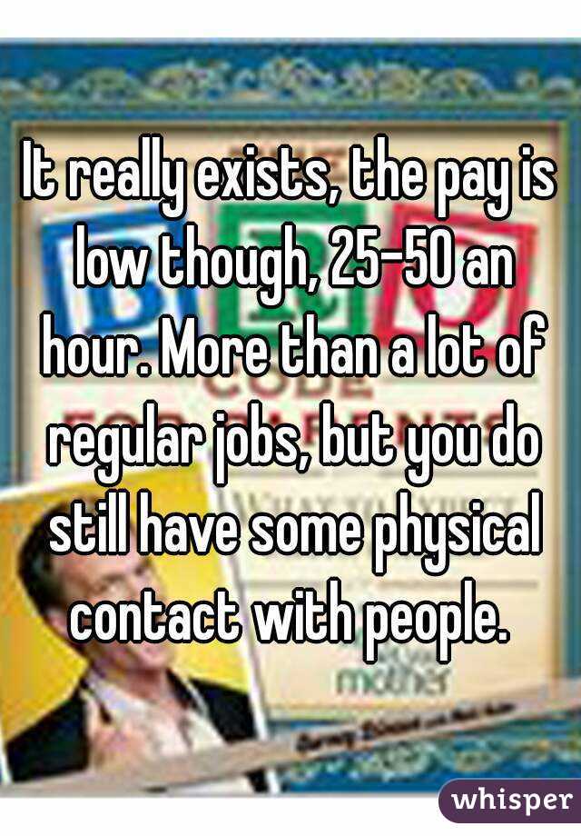 It really exists, the pay is low though, 25-50 an hour. More than a lot of regular jobs, but you do still have some physical contact with people. 