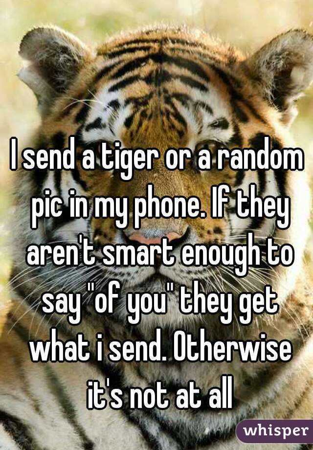I send a tiger or a random pic in my phone. If they aren't smart enough to say "of you" they get what i send. Otherwise it's not at all
