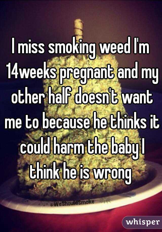 I miss smoking weed I'm 14weeks pregnant and my other half doesn't want me to because he thinks it could harm the baby I think he is wrong 