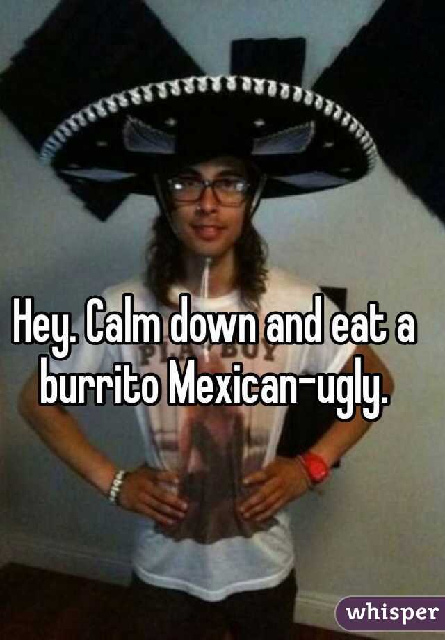 Hey. Calm down and eat a burrito Mexican-ugly. 