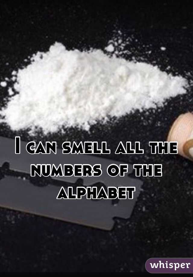 I can smell all the numbers of the alphabet
