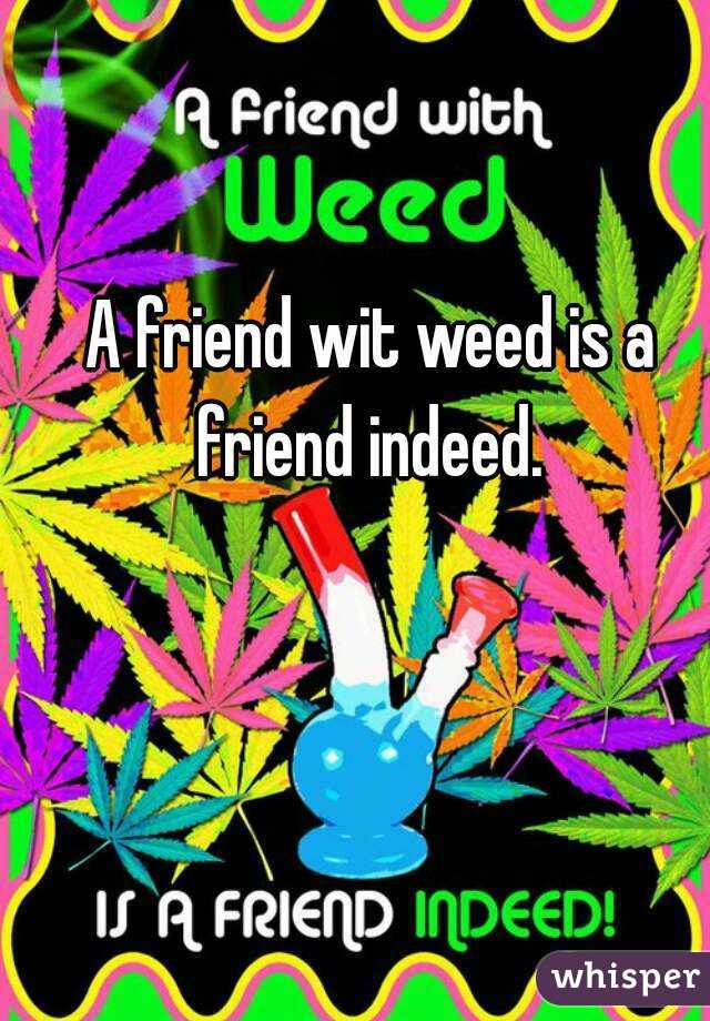 A friend wit weed is a friend indeed. 