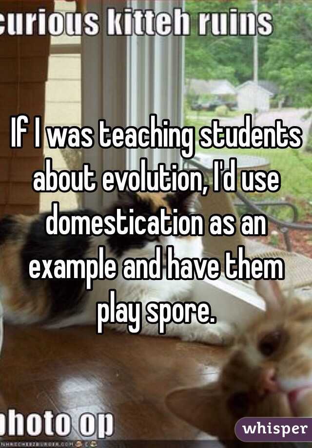 If I was teaching students about evolution, I'd use domestication as an example and have them play spore.