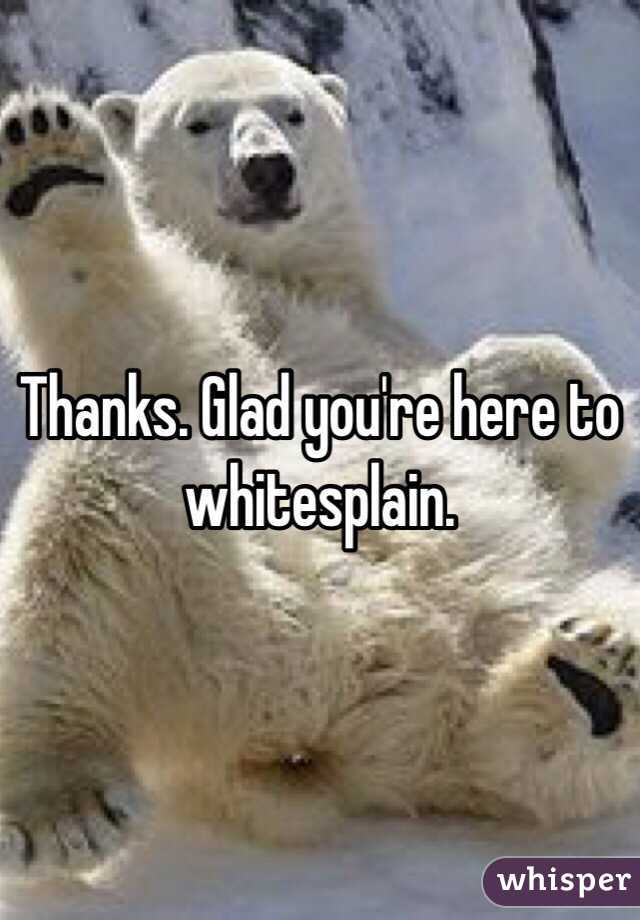Thanks. Glad you're here to whitesplain.