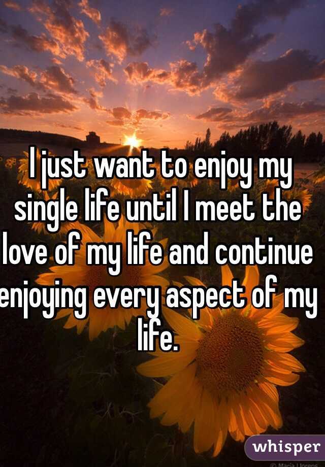  I just want to enjoy my single life until I meet the love of my life and continue enjoying every aspect of my life. 