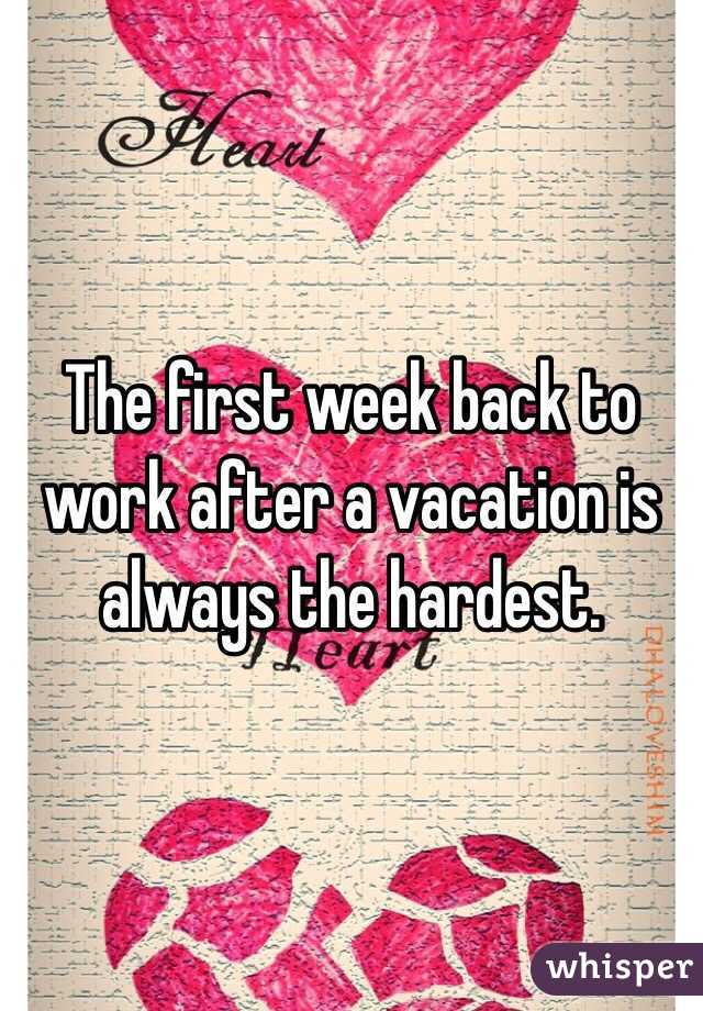 The first week back to work after a vacation is always the hardest.
