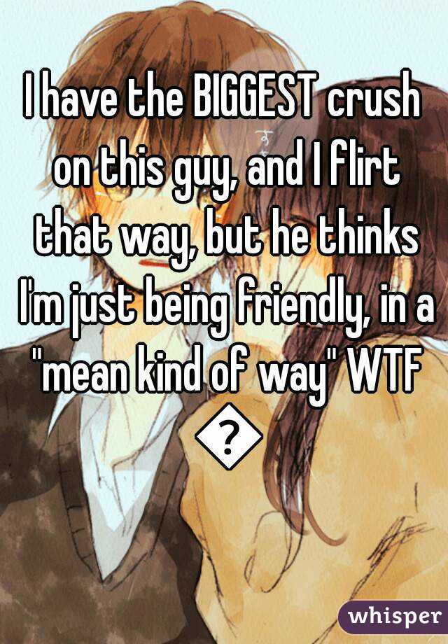 I have the BIGGEST crush on this guy, and I flirt that way, but he thinks I'm just being friendly, in a "mean kind of way" WTF 😢