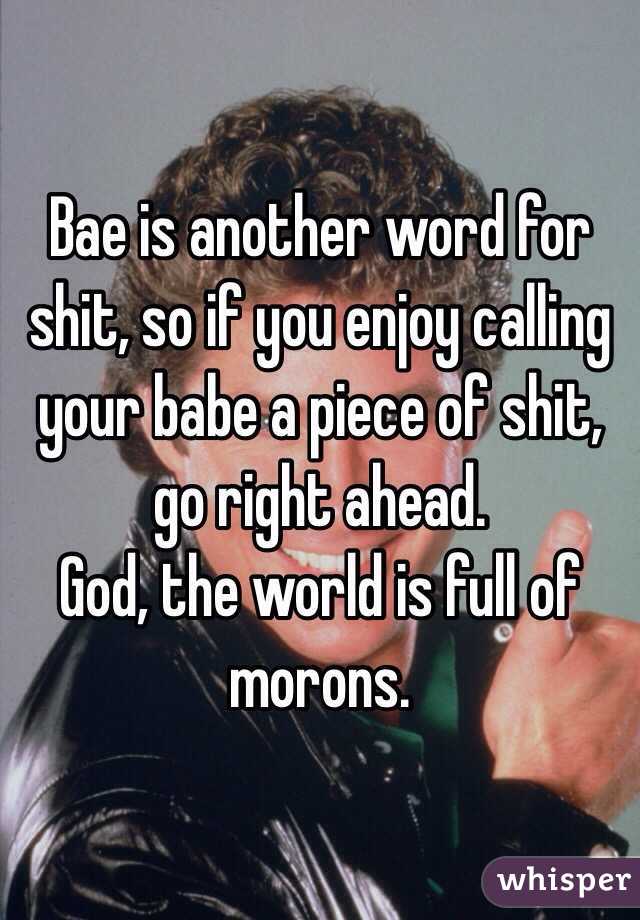 Bae is another word for shit, so if you enjoy calling your babe a piece of shit, go right ahead. 
God, the world is full of morons. 