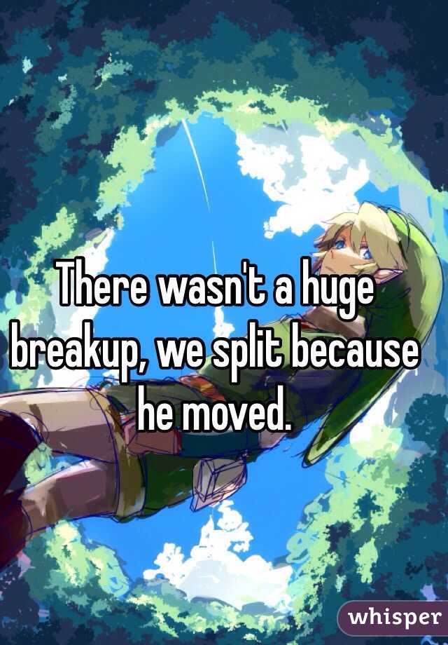 There wasn't a huge breakup, we split because he moved.