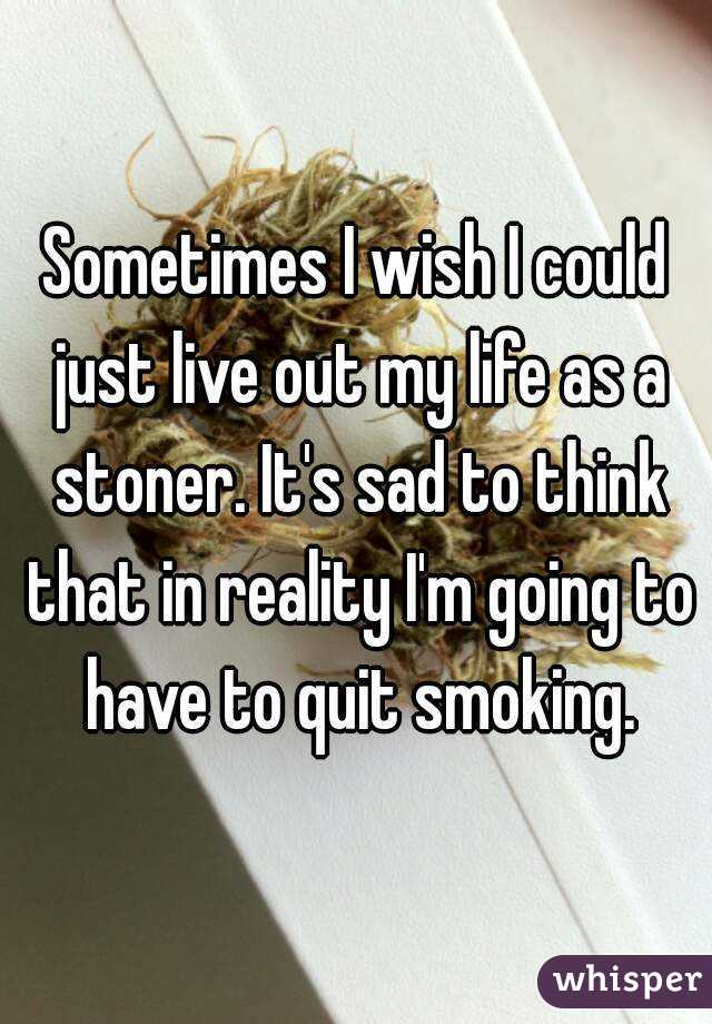 Sometimes I wish I could just live out my life as a stoner. It's sad to think that in reality I'm going to have to quit smoking.