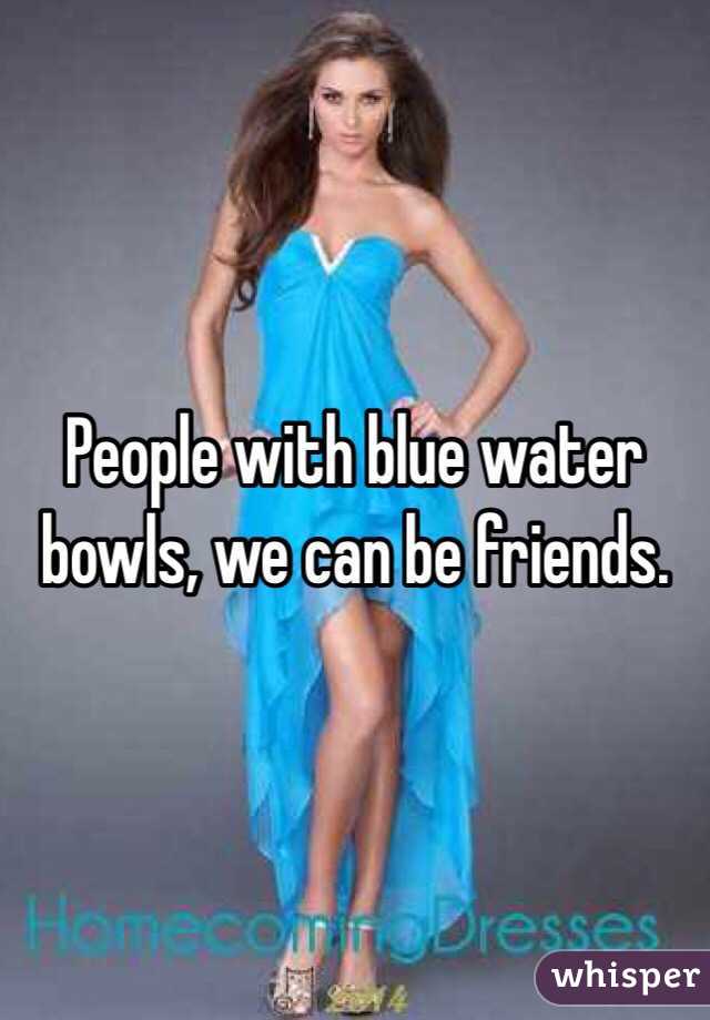 People with blue water bowls, we can be friends. 