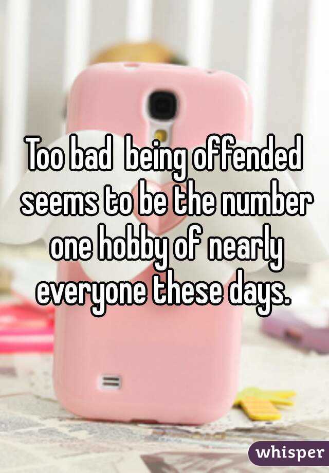 Too bad  being offended seems to be the number one hobby of nearly everyone these days. 