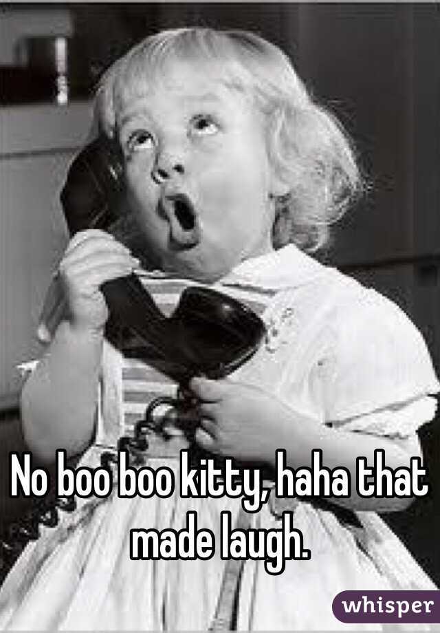 No boo boo kitty, haha that made laugh.