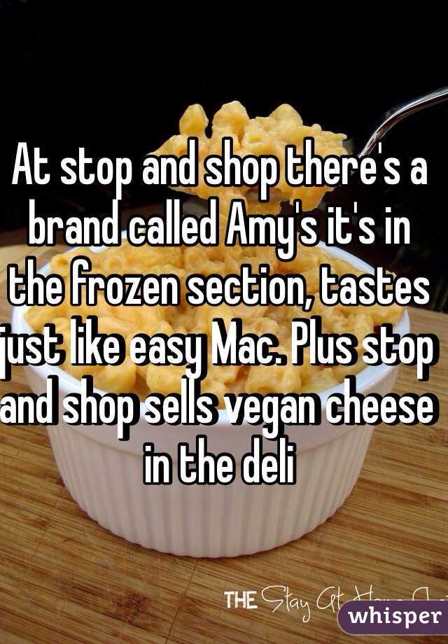 At stop and shop there's a brand called Amy's it's in the frozen section, tastes just like easy Mac. Plus stop and shop sells vegan cheese in the deli 