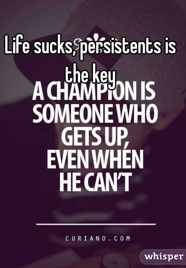 Life sucks, persistents is the key 