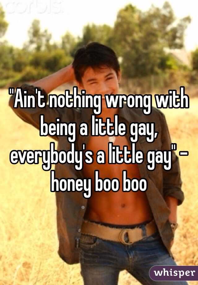 "Ain't nothing wrong with being a little gay, everybody's a little gay" - honey boo boo