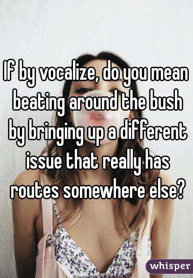If by vocalize, do you mean beating around the bush by bringing up a different issue that really has routes somewhere else?