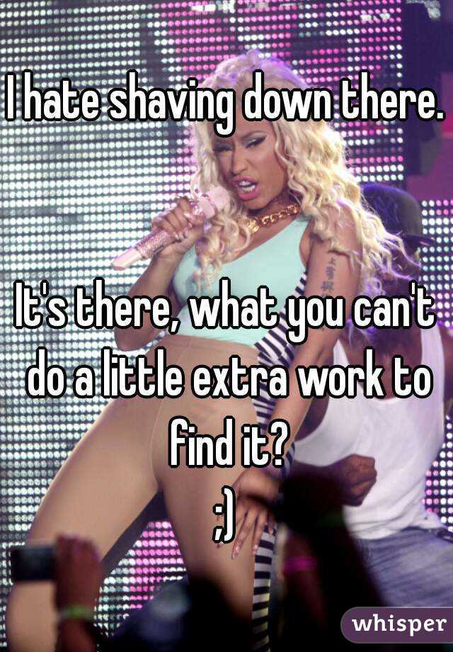 I hate shaving down there. 

It's there, what you can't do a little extra work to find it?
;)
