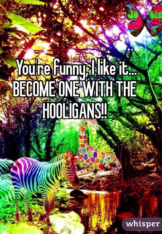  You're funny, I like it...
BECOME ONE WITH THE HOOLIGANS!!