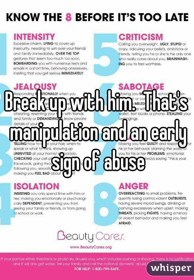 Break up with him.  That's manipulation and an early sign of abuse