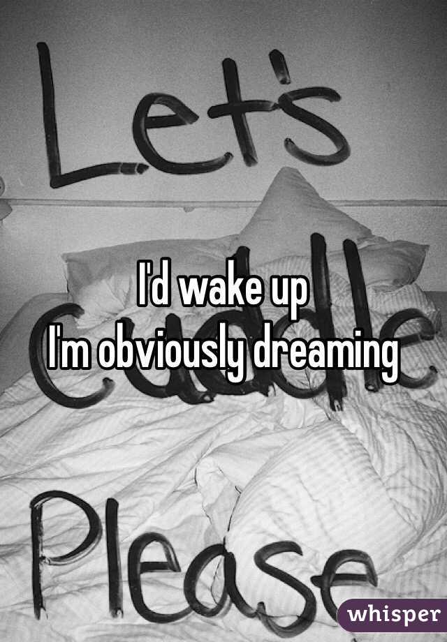 I'd wake up 
I'm obviously dreaming