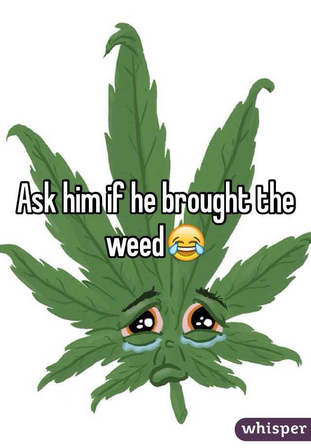 Ask him if he brought the weed😂