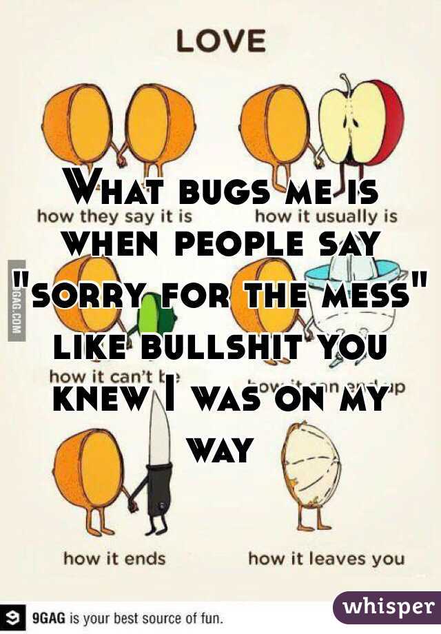 What bugs me is when people say "sorry for the mess" like bullshit you knew I was on my way 