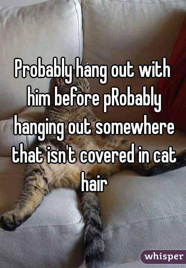 Probably hang out with him before pRobably hanging out somewhere that isn't covered in cat hair
