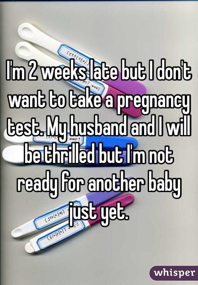 I'm 2 weeks late but I don't want to take a pregnancy test. My husband and I will be thrilled but I'm not ready for another baby just yet.