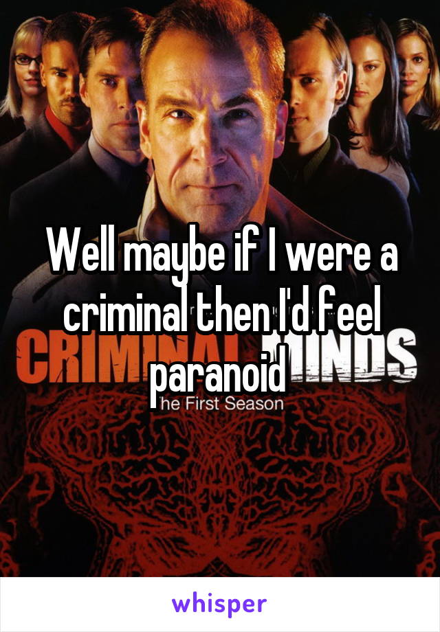 Well maybe if I were a criminal then I'd feel paranoid 