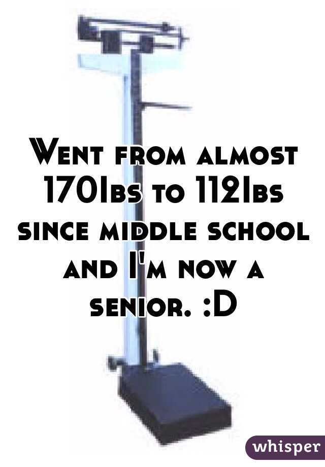 Went from almost 170Ibs to 112Ibs since middle school and I'm now a senior. :D