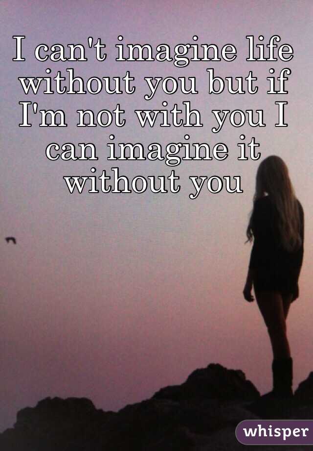 I can't imagine life without you but if I'm not with you I can imagine it without you 