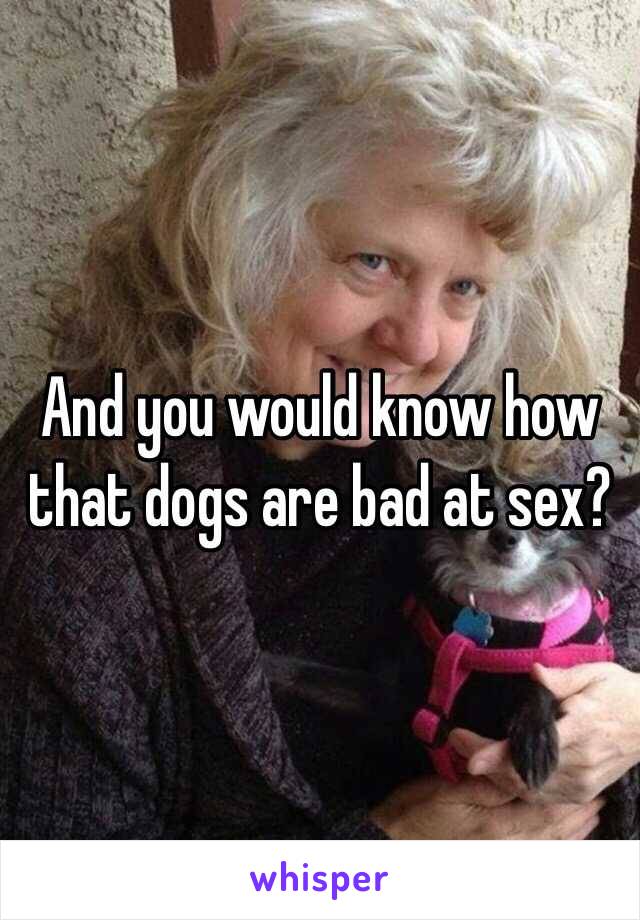 And you would know how that dogs are bad at sex? 