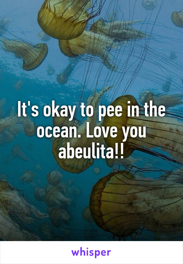 It's okay to pee in the ocean. Love you abeulita!!