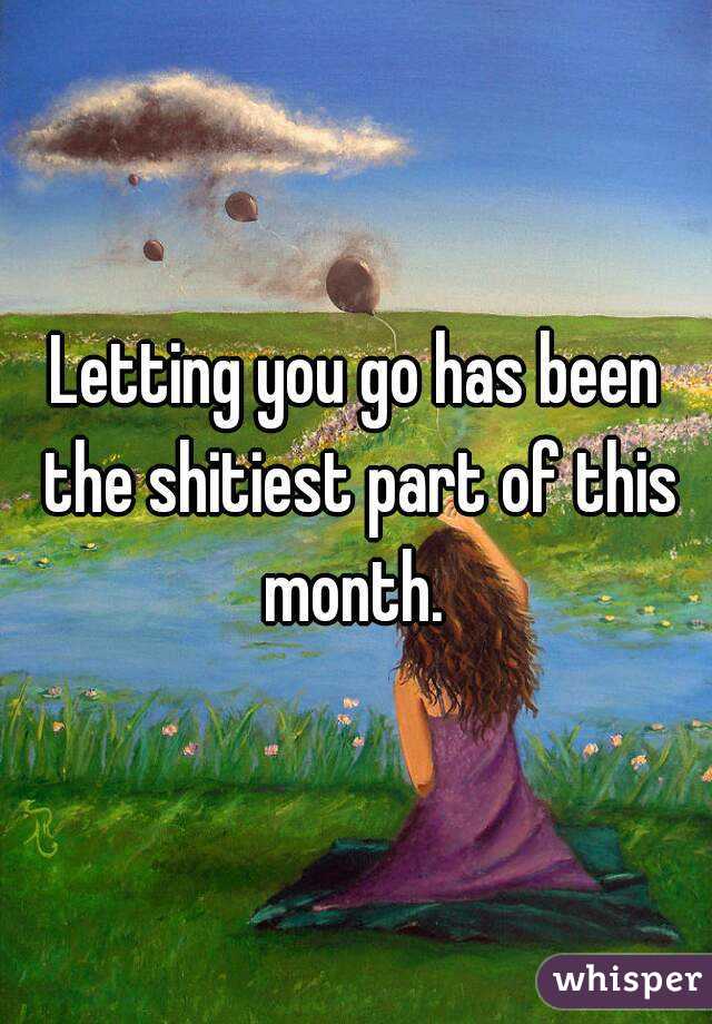 Letting you go has been the shitiest part of this month. 