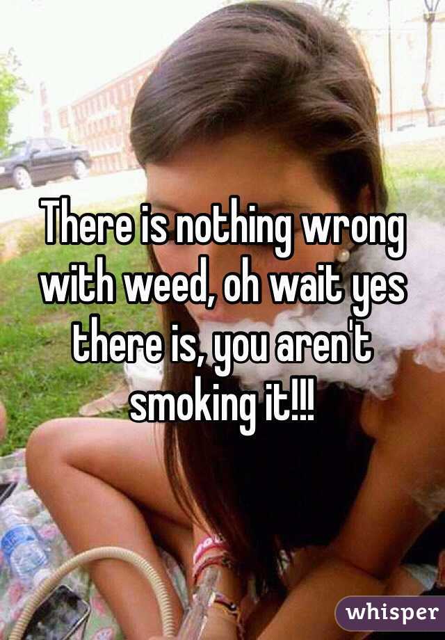 There is nothing wrong with weed, oh wait yes there is, you aren't smoking it!!! 